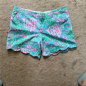 Lilly Pulitzer Pink and Blue Bermuda Shorts Vibrant Resort Style